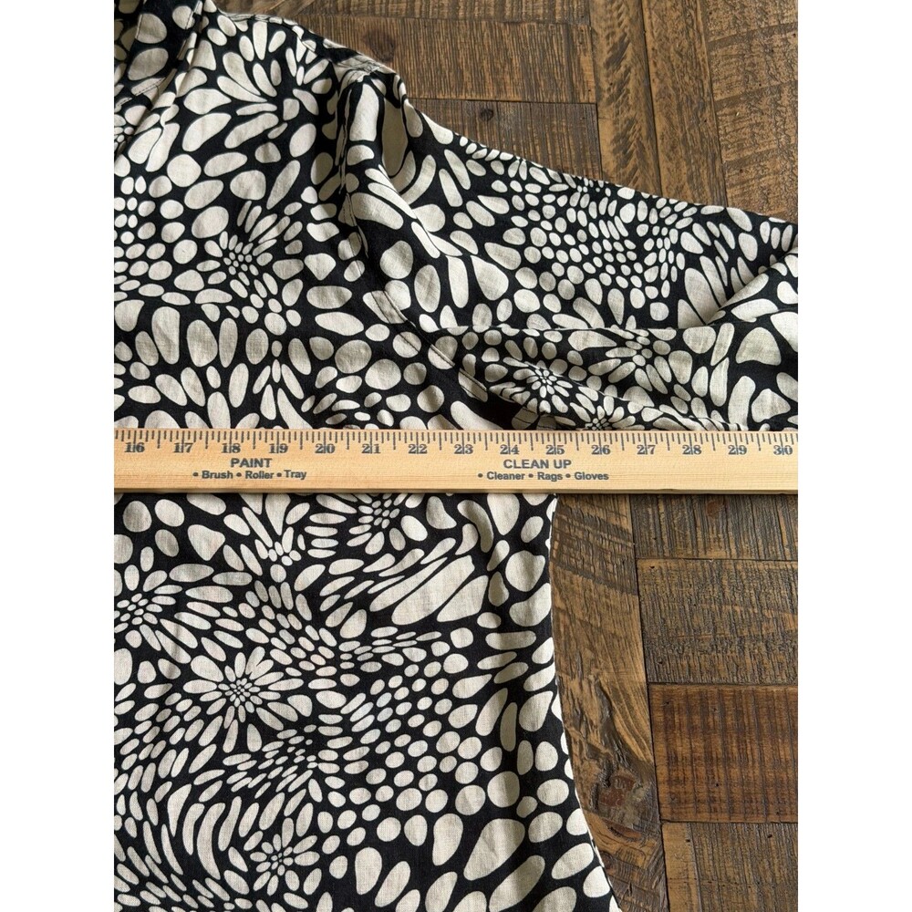 Saint Tropez West Shirt Women's 2X Beige Black Linen Button Up Boho Art Deco Top - Picture 9 of 11